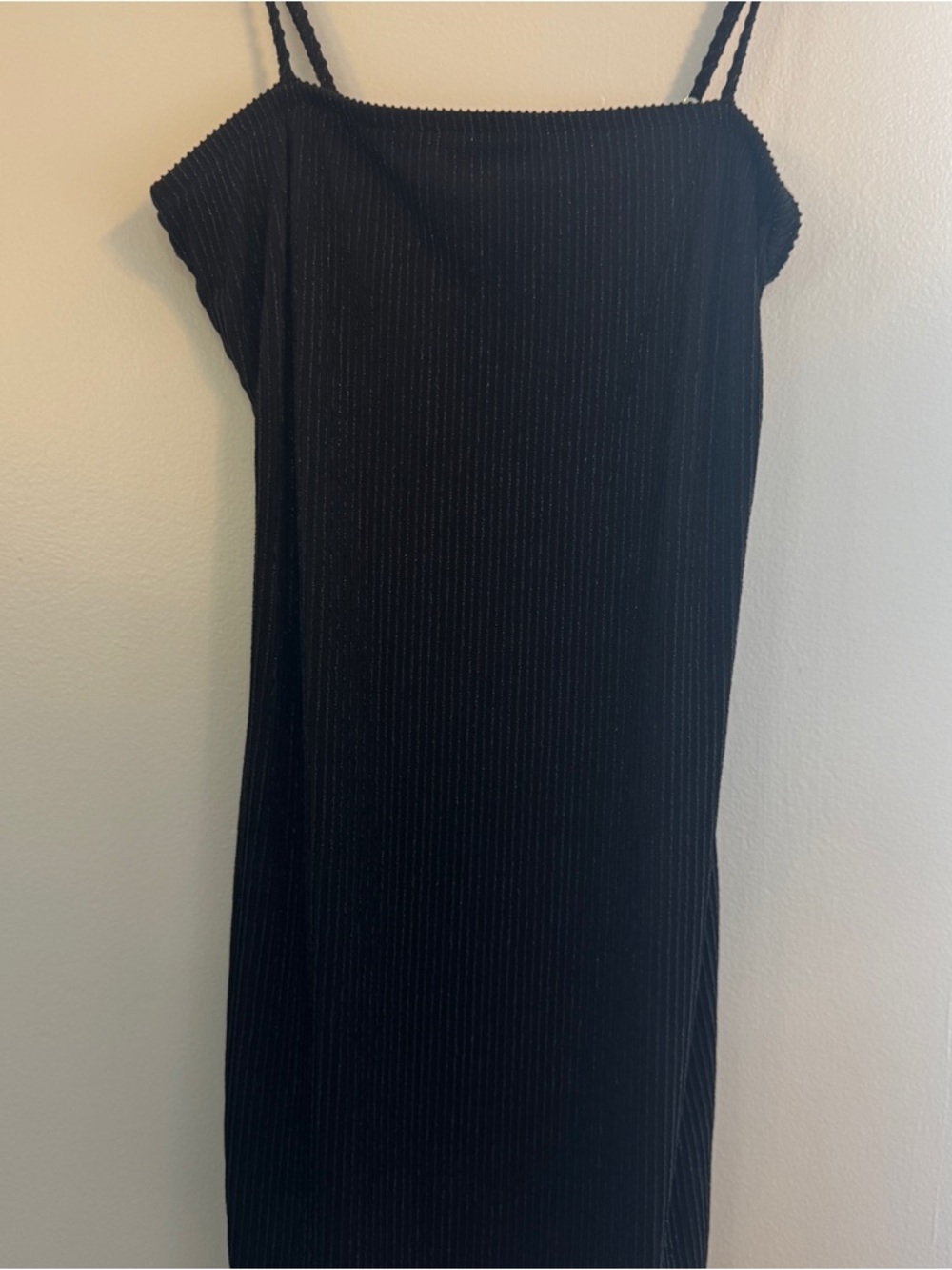 Forever 21 Black Sparkle Ribbed Spaghetti-Strap Mini Dress